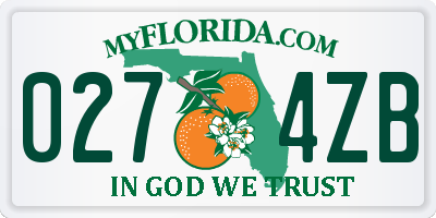 FL license plate 0274ZB