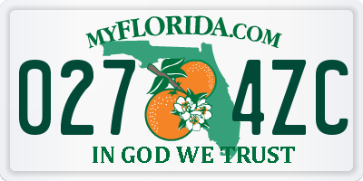 FL license plate 0274ZC