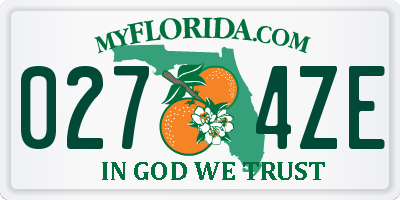 FL license plate 0274ZE
