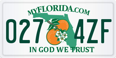 FL license plate 0274ZF