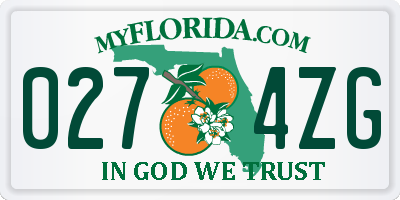 FL license plate 0274ZG