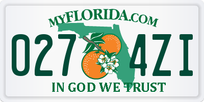 FL license plate 0274ZI