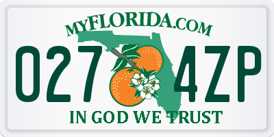 FL license plate 0274ZP
