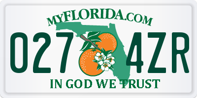 FL license plate 0274ZR