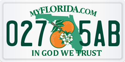 FL license plate 0275AB