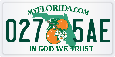 FL license plate 0275AE