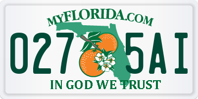 FL license plate 0275AI