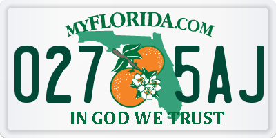 FL license plate 0275AJ