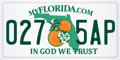 FL license plate 0275AP
