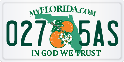 FL license plate 0275AS