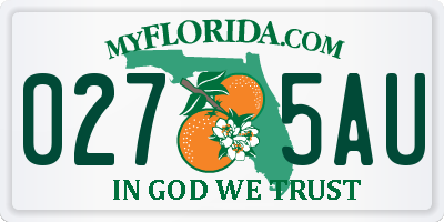 FL license plate 0275AU