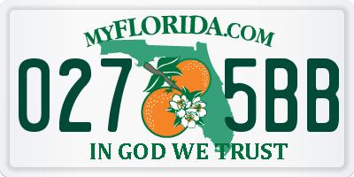 FL license plate 0275BB