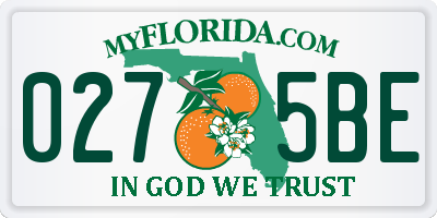 FL license plate 0275BE