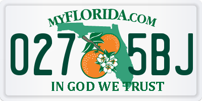 FL license plate 0275BJ