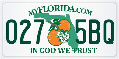 FL license plate 0275BQ