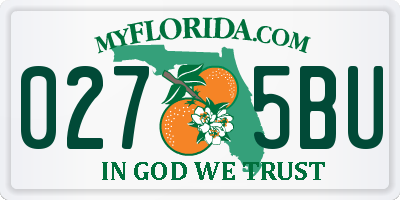 FL license plate 0275BU