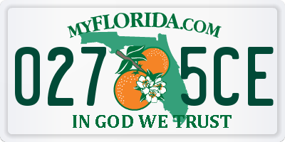 FL license plate 0275CE