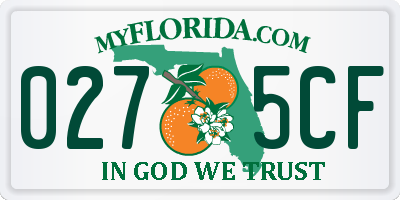FL license plate 0275CF