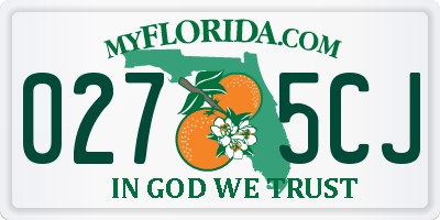 FL license plate 0275CJ