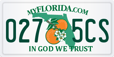 FL license plate 0275CS