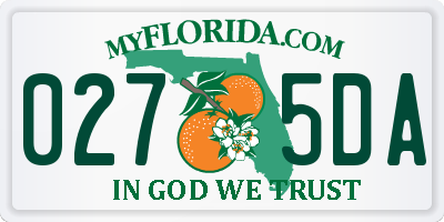 FL license plate 0275DA