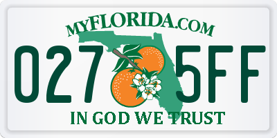 FL license plate 0275FF