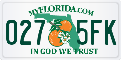 FL license plate 0275FK