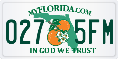 FL license plate 0275FM
