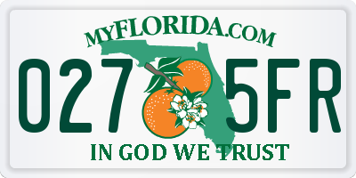FL license plate 0275FR