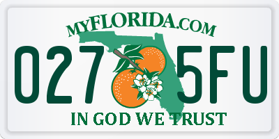 FL license plate 0275FU