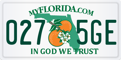 FL license plate 0275GE