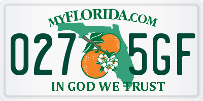 FL license plate 0275GF