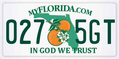 FL license plate 0275GT