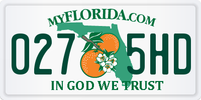 FL license plate 0275HD