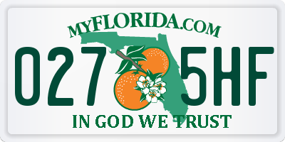FL license plate 0275HF