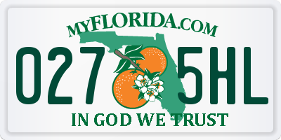 FL license plate 0275HL