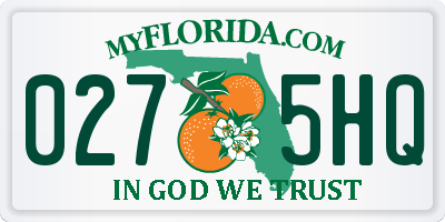 FL license plate 0275HQ