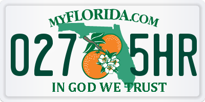 FL license plate 0275HR