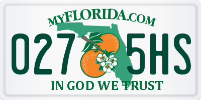 FL license plate 0275HS