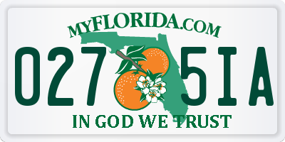 FL license plate 0275IA