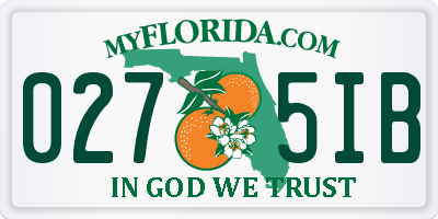 FL license plate 0275IB