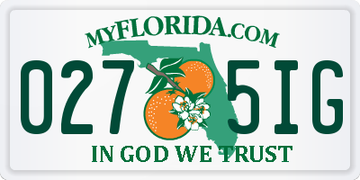 FL license plate 0275IG