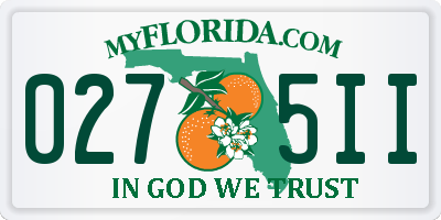 FL license plate 0275II