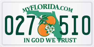 FL license plate 0275IO