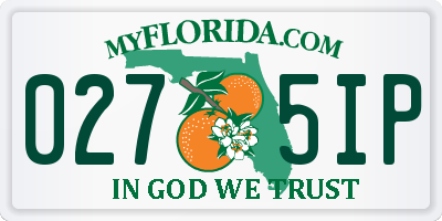 FL license plate 0275IP