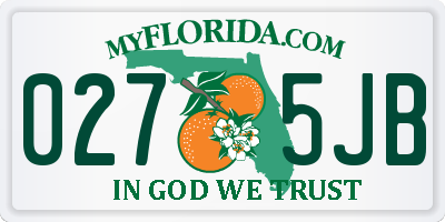 FL license plate 0275JB