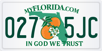 FL license plate 0275JC