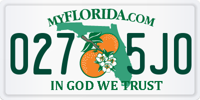 FL license plate 0275JO