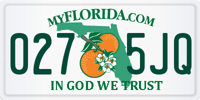 FL license plate 0275JQ