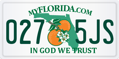 FL license plate 0275JS